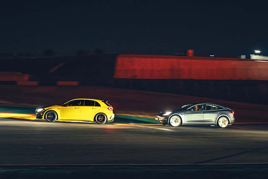 TG 24 Hours Mercedes-AMG A 45 S 4MATIC+ vs. Tesla Model 3 Performance