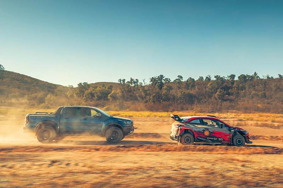TG 24 Hours Hyundai i20 WRC vs. Ford Ranger Raptor