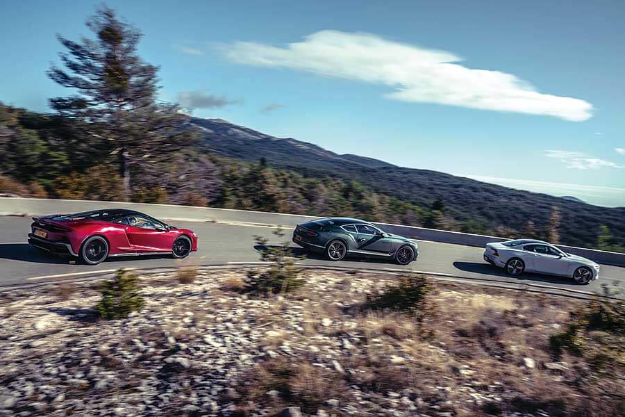 Bentley Continental、McLaren GT與Polestar 1,從尼斯鬥到上山。