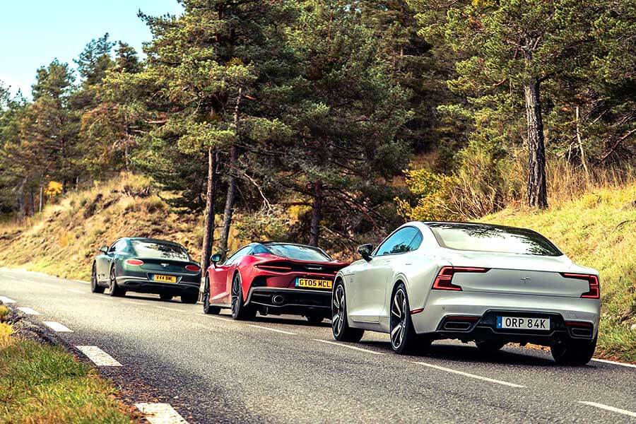 Bentley Continental、McLaren GT與Polestar 1,從尼斯鬥到上山。