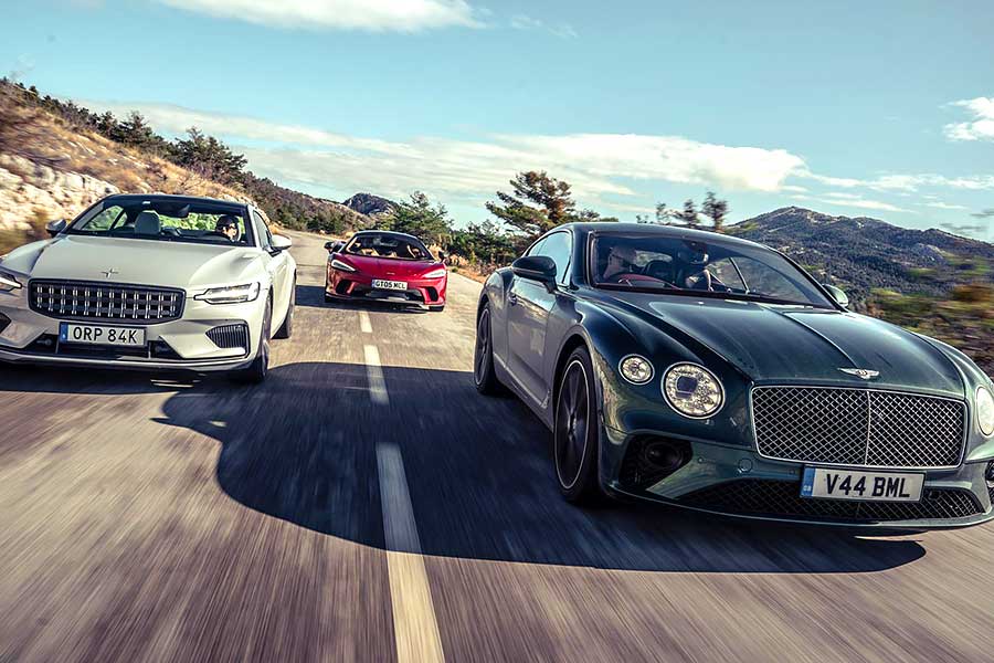 Bentley Continental、McLaren GT與Polestar 1,從尼斯鬥到上山。