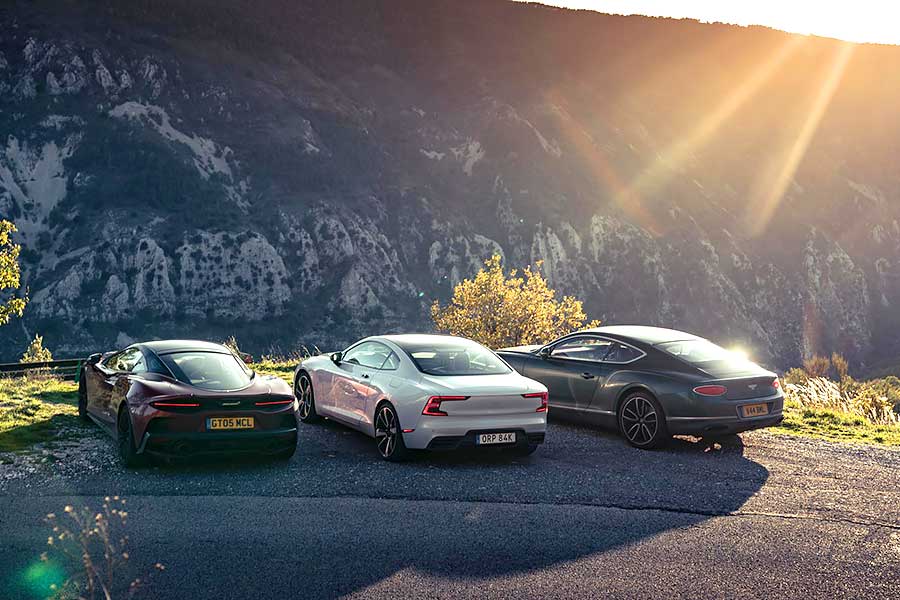 Bentley Continental、McLaren GT與Polestar 1,從尼斯鬥到上山。