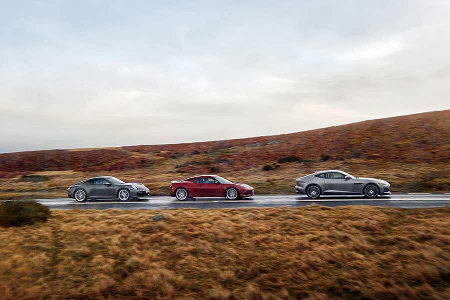 新版捷豹F-Type和蓮花Evora下山挑戰保時捷入門911,英國陣營力能勝任乎?